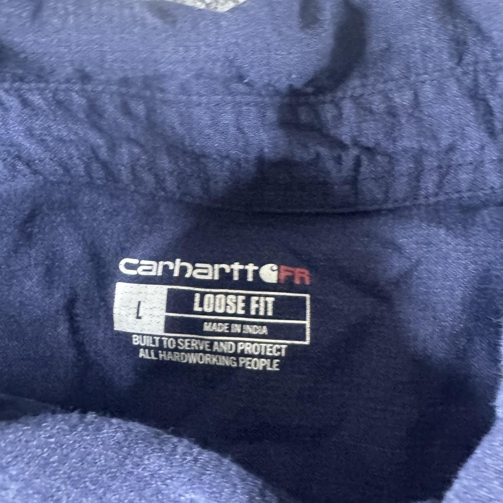Carhartt FR Shirt Mens L Blue Flame Resistant Button Up Venture LNG Loose Fit - Picture 6 of 13